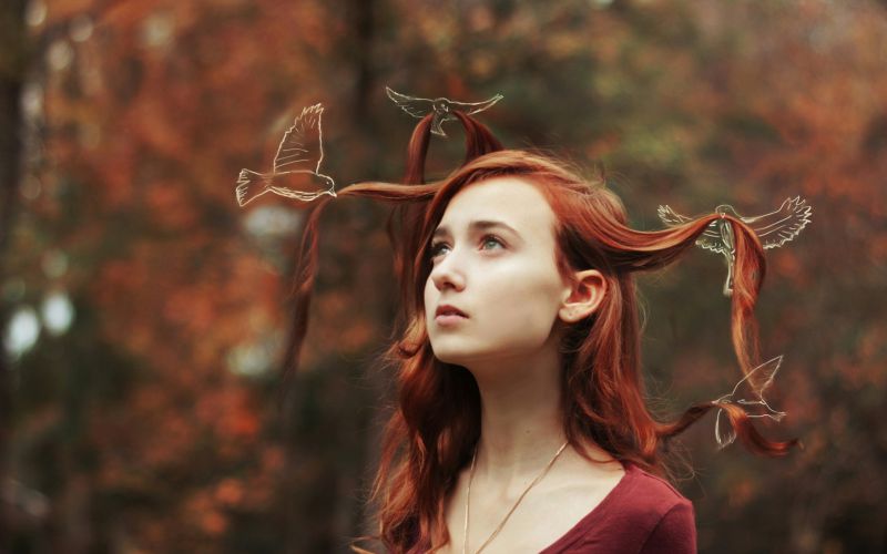 redhead-girl-birds-art-photo-wallpaper-1920x1200